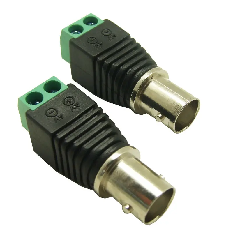 100pcs /lot CCTV Female BNC Connector Cat5 Cat6 Coax Video Balun BNC Jack Adapter Female Plug for Security System