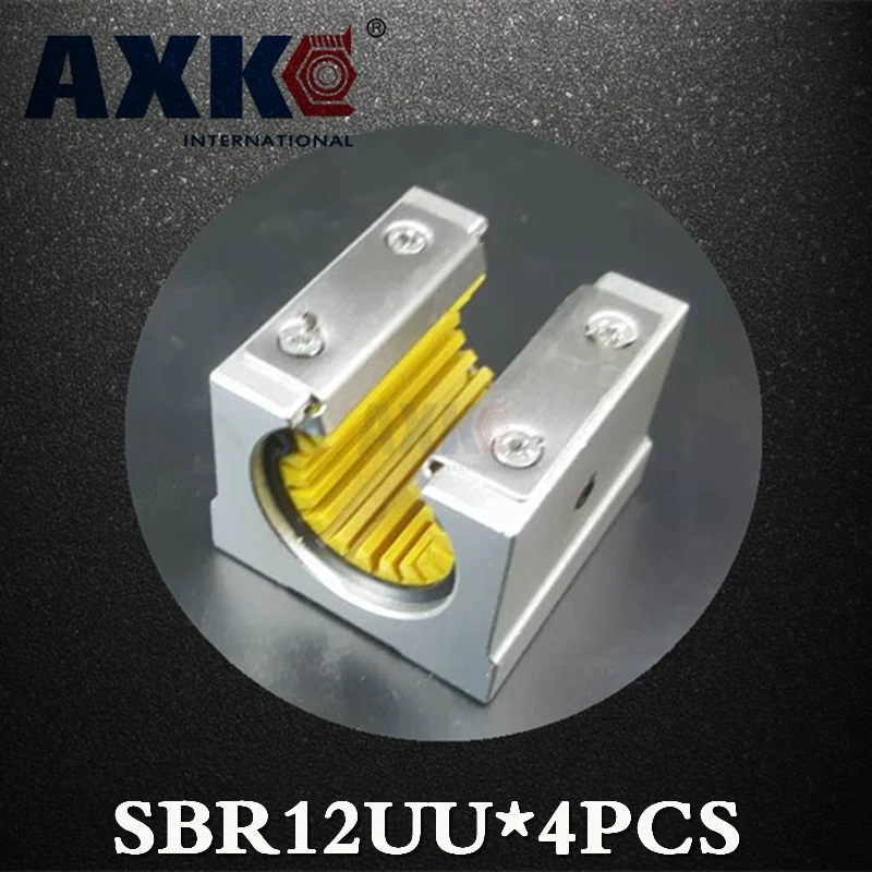 AXK 4pcs Sbr12uu Sbr12uu-s Block Bushing For 12mm Corrosion-resistant Plastic Dust Slider Bearing Maintenance Free Low Noise