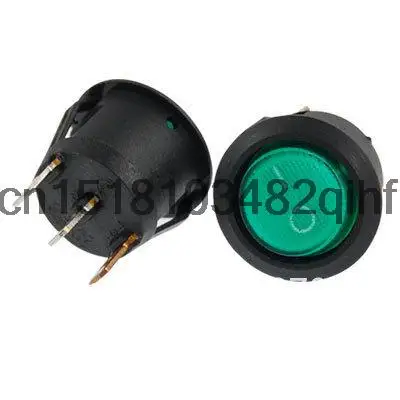 SPST On-Off Green Light Illuminated Round Rocker Switch 6A/250V 10A/125V AC Push Button Switches