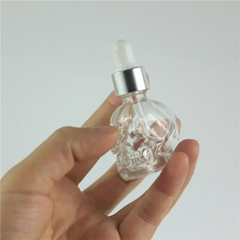 20pcs/lot 8ML Skull Shape Glass Dropper Bottle Glass Eye Dropper Pipette For Essential Oils Aromatherapy Lab Chemicals