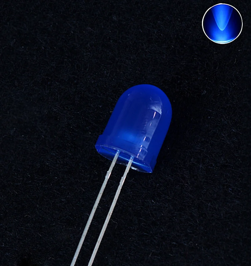 

50pcs 10mm LED Diode Blue Round Light Diffused 20mA 3V Through Hole 10 mm DIP Light-Emitting Diode LED Lamp Electronic Component