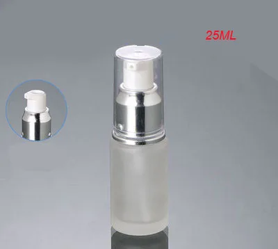 

NEW 25ml frosted glass with shiny silver press pump bottle,glass lotion bottle Cosmetic Packaging ,25ml glass press pump bottle