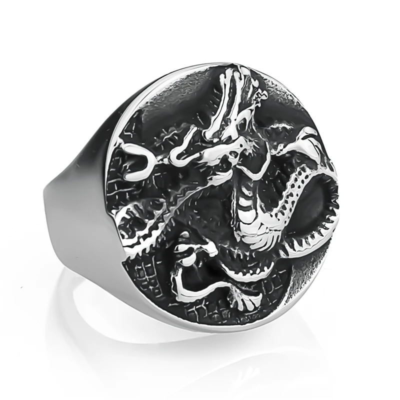 Dragon Yin and yang tai chi Stainless Steel Ring Biker Vintage jewelry US Size 8-13