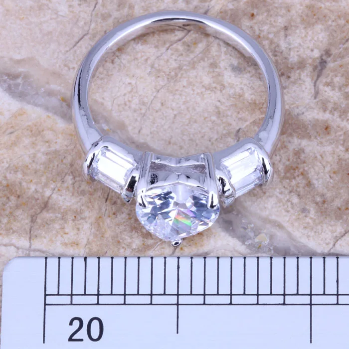 Majestic White CZ Silver Plated  Women's Jewelry Ring Size 6 / 7 / 8 / 9 R0479