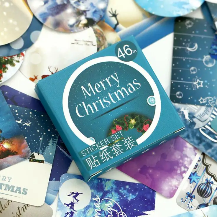 46 pcs/set Merry Christmas Label Stickers Set Decorative Stationery Stickers Scrapbooking DIY Diary Album Stick Lable