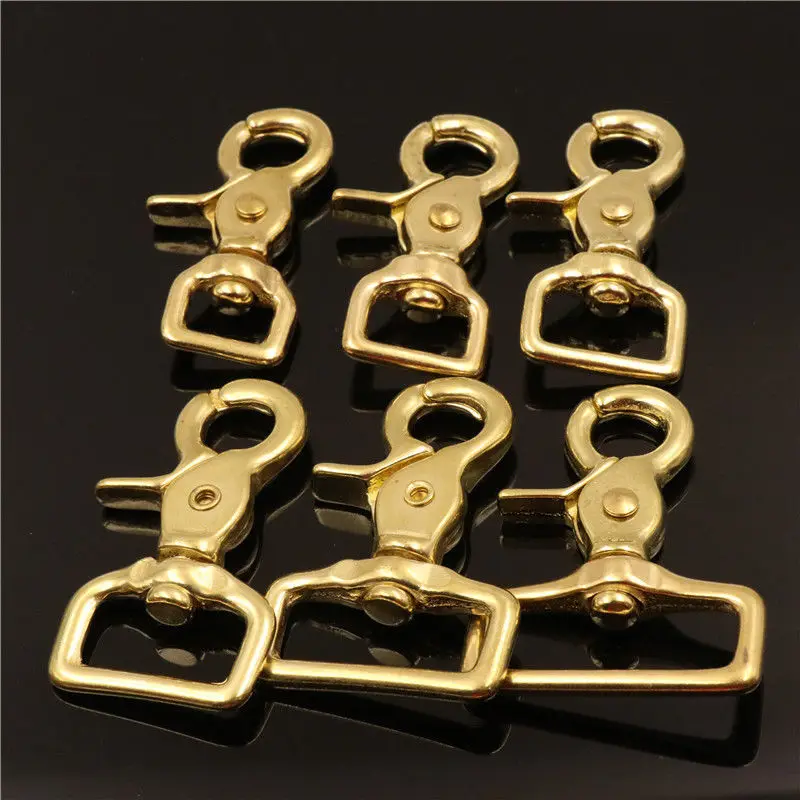 4 Pcs Brass Snap Hook Swivel Eye Lobster Claw Clasps Trigger Clip for Leather Craft Bag Purse Strap Belt Webbing Pet Leash Rope