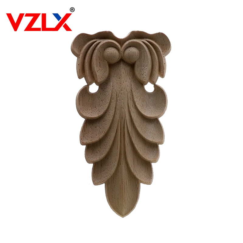 VZLX European-style Applique Stigma Flower-style Architectural Decoration Solid Wood Carved Beam Support Vintage Home Decor