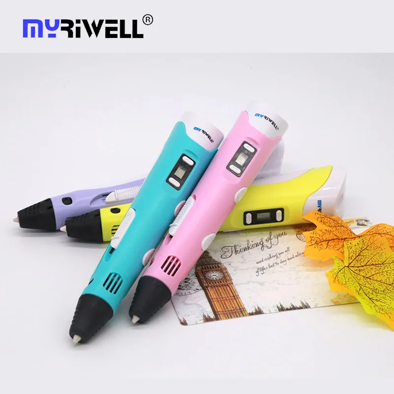 Original myriwell 3D pen RP100B with ABS/PLA filament  kid diy printing pen christmas gift best birthday present+stand+patten