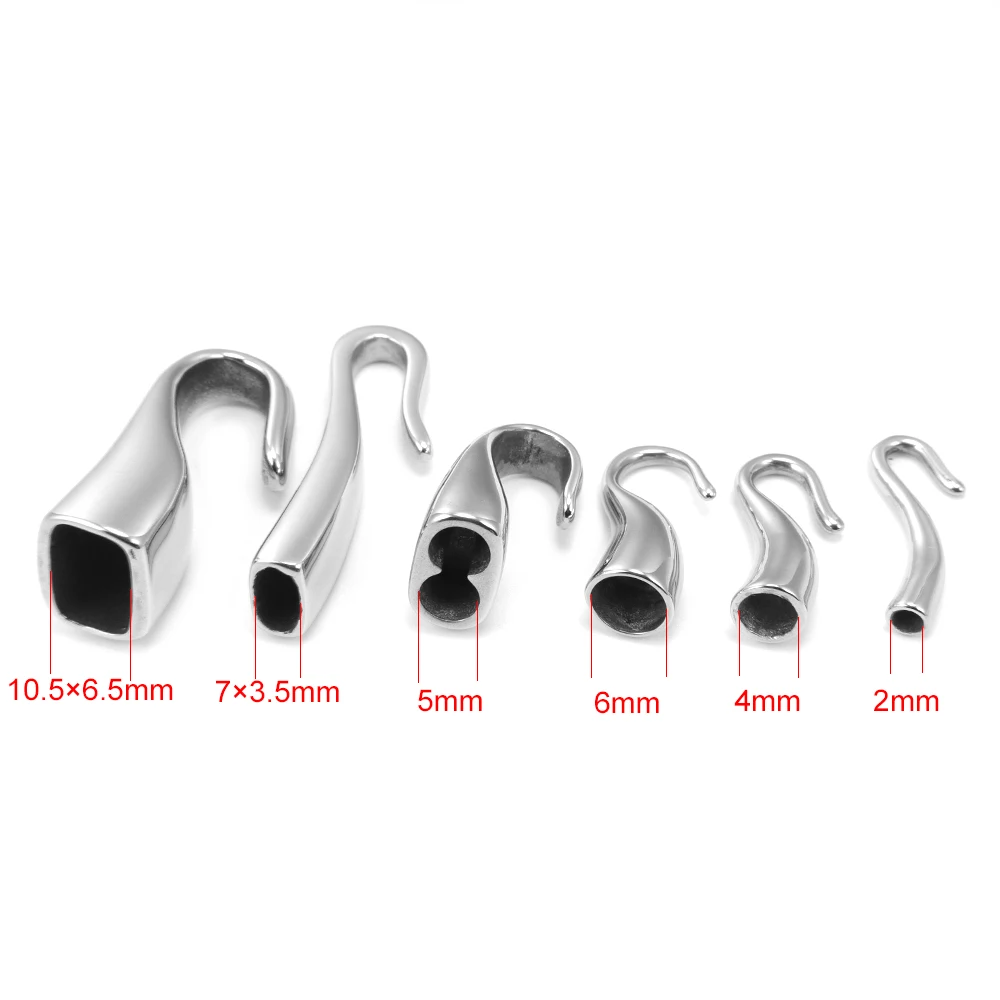 Stainless Steel Hooks for Round Leather Cord Connect Buckle Polished DIY Bracelet Jewelry Making Clasps Findings