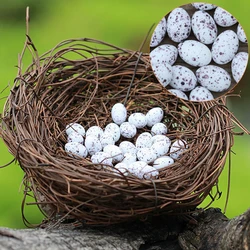 6 Pcs Mini Eggs 1 Nest Miniature Figurine Toys Crafts Accessories Artificial Birds Nest Simulation Eggs Fairy Garden Supplies