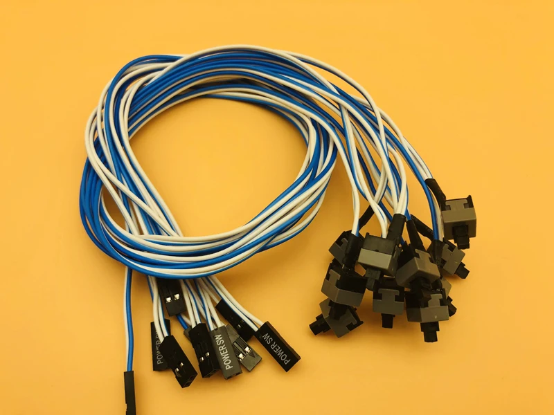 1 pcs 50 cm Power SW Kabel Desktop Computer PC Case POWER Knop Gastheer Moederbord SW Kabel Opnieuw starten schakelaar voor BTC Mijnwerker