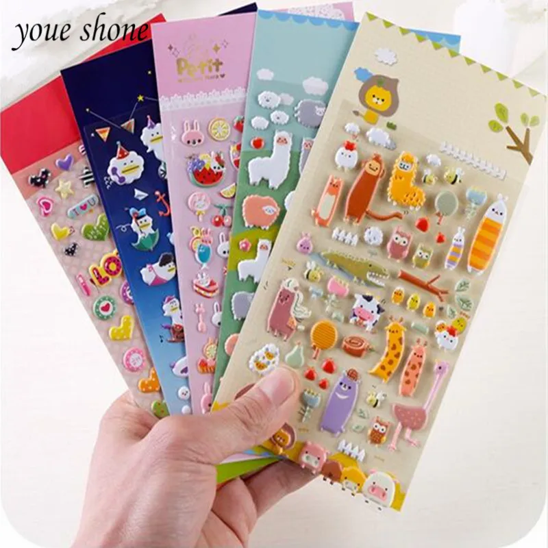 1PCS Animal Three-Dimensional Foam Stickers Seven Styles Bubble Stickers DIY Diary Decoration Mobile Stickers Students Stickers