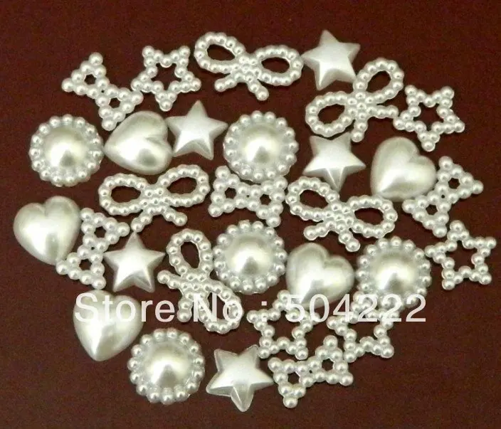 

1200 pcs Mixed Irregular Flatback Pearl Cabochon Assorted Styles in Cream or white Color