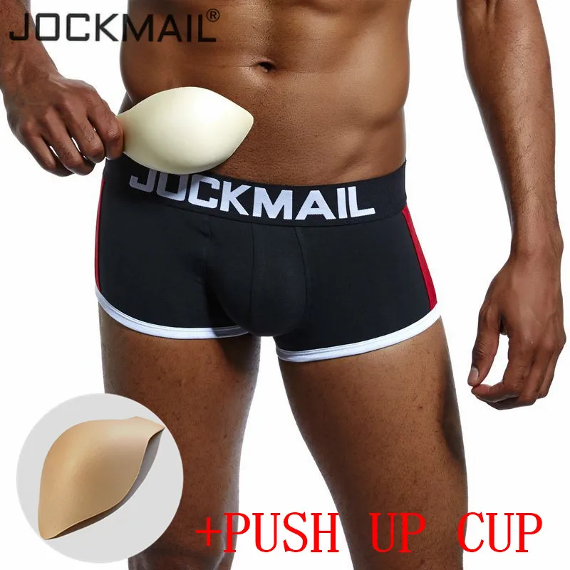 JOCKMAIL-bóxer de marca para hombre, ropa interior sexy, calzoncillos con copa de realce, realce de bulto, gay