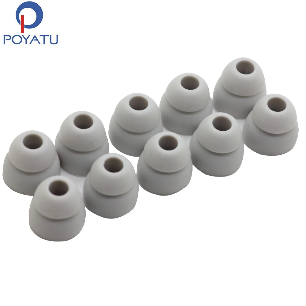 POYATU Double Flange Ear tips Tips For Powerbeats 2 Powerbeats3 Wireless Headphones Replacement Silicone Ear tips Ear Buds Grey