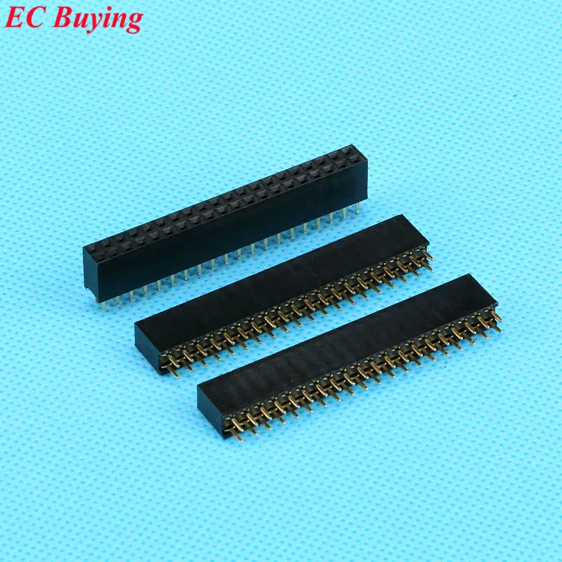 100PCS 2X20 PIN Double row Straight FEMALE PIN HEADER 2.54MM PITCH Strip Connector Socket 2*20 20p 20PIN 20 PIN FOR PCB BOARD