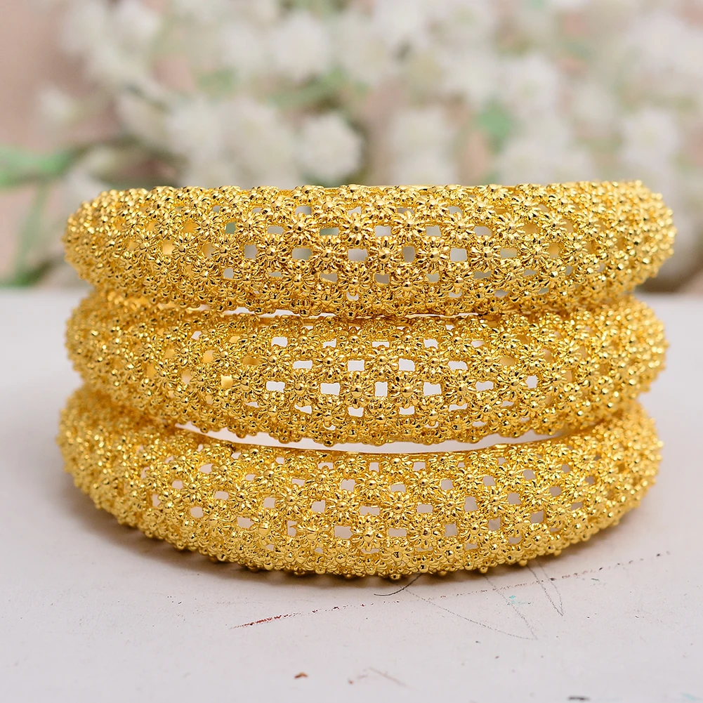 Dubai Gold Color Wedding  Bangles for Women Bride Bracelets Ethiopian/france/African Jewelry Bracelets gifts