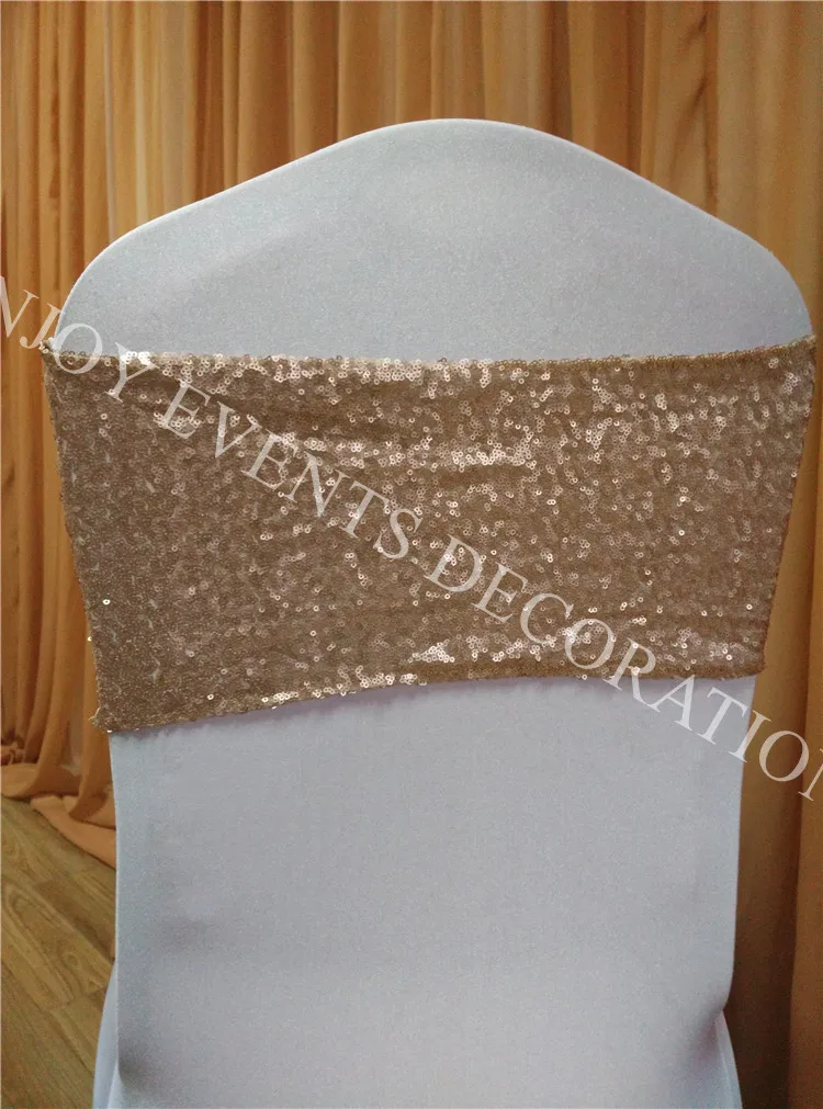 

20pcs YHA#61 champagne luxury sequins chair band for any chair back decor