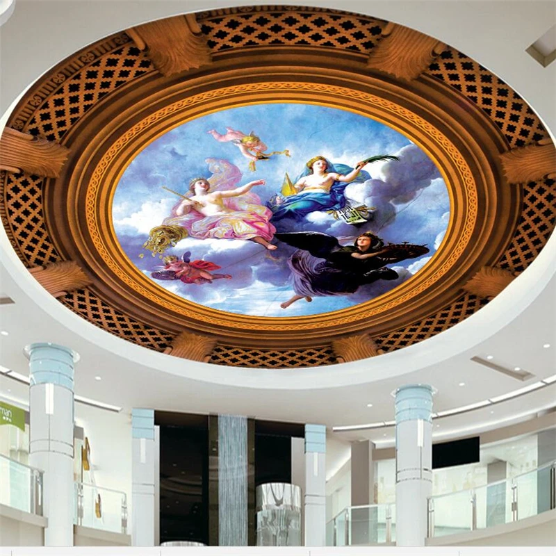 wellyu Custom large wallpapers 3d European angel oil painting Flying high grade 3D zenith wallpaper ceiling papel de parede