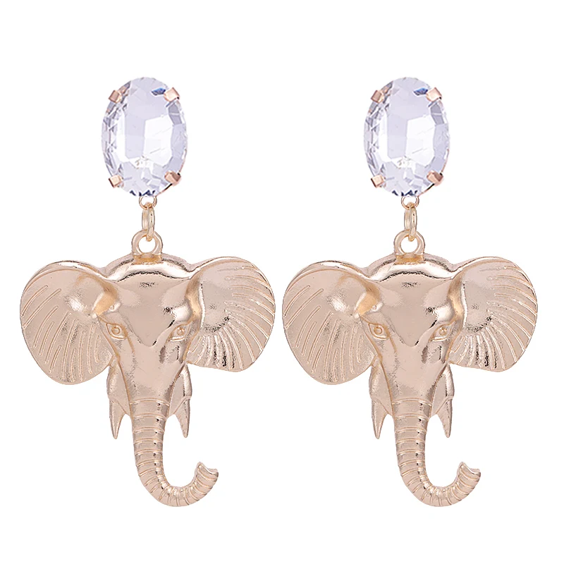 Sehuoran Zinc Alloy Earrings Elephant Head Drop Earrings For Woman Animal Pendients Oorbellen Aretes BrincosFashion Jewerly