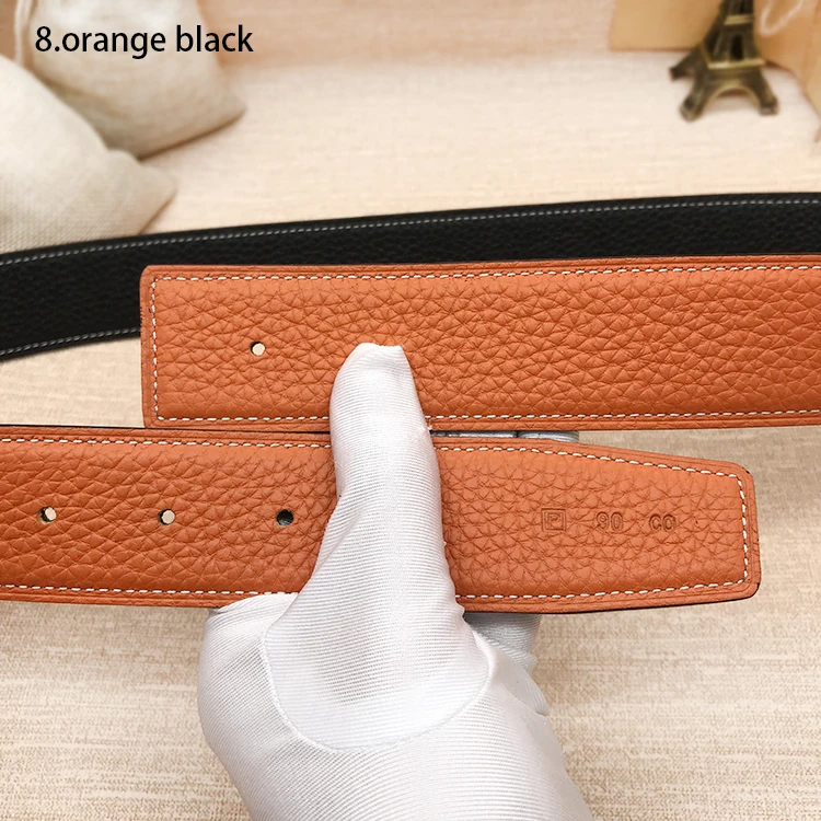 2023 WITHOUT BUCKLE 3.2cm Ciartuar new design for men women belt high quality cowskin genuine leather two sides free shipping