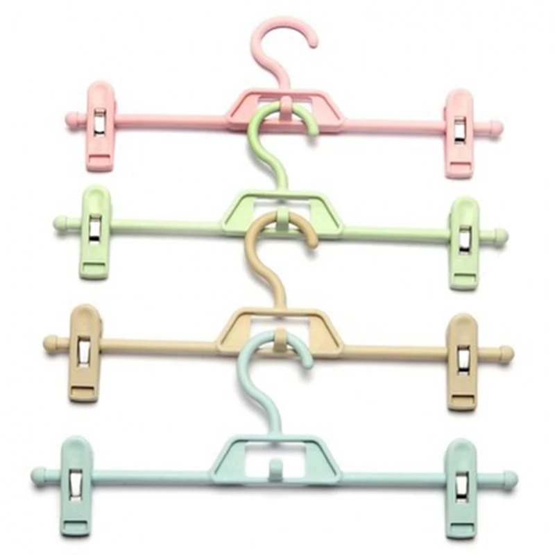 10 pcs/lot 34.5cm Sturdy Pants Hangers Household Plastic Skirts Hanger with Adjustable Clips Seamless Trousers Drying Rack