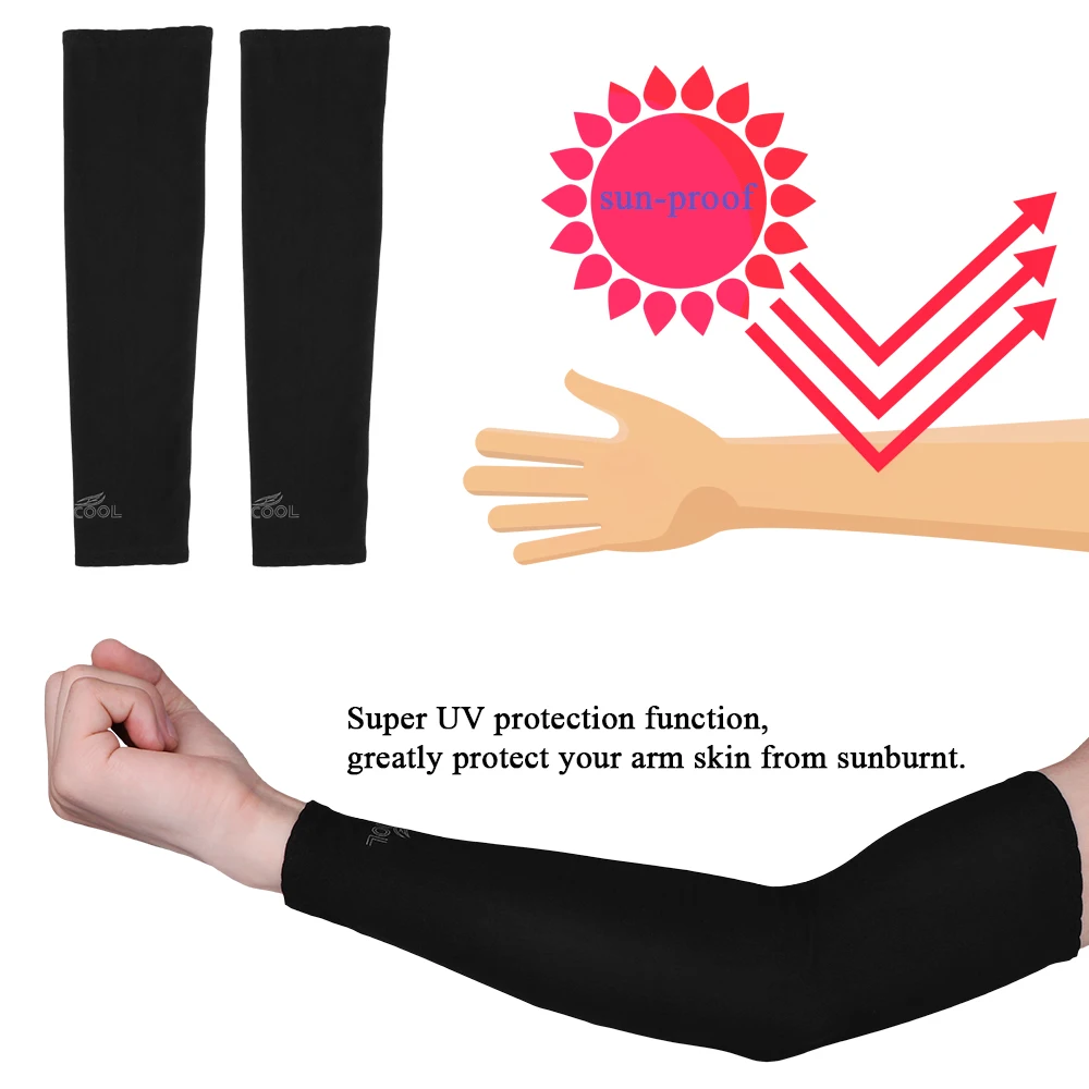 1 Pair UV Protection Arm Sleeves Warmers Safety Sleeve Nylon Sun Sleeves Long Arm Cover Cooling Warmer For Running Golf Cycling