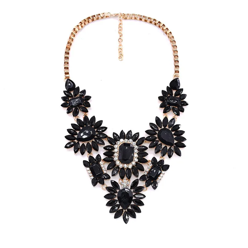 Fashion Black Large Collar Statement Choker Necklace Women Indian Ethnic Big Bib Maxi Chunky Vintage Pendants Necklace Jewelry