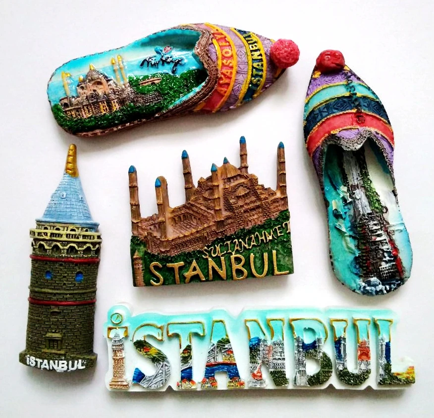 Istanbul Turkey Mosque 3D High-end Hand-made Painted Shoes Fridge Magnets Travel Souvenirs Gift Refrigerator Magnetic Sticker