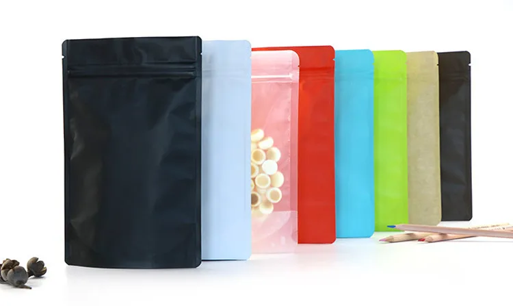 Wholesale Matt Light Blue Stand up Aluminum Foil Ziplock Bag Snack Cookie Coffee Packaging Bag Doypack Light Blue Foil Zip Pouch