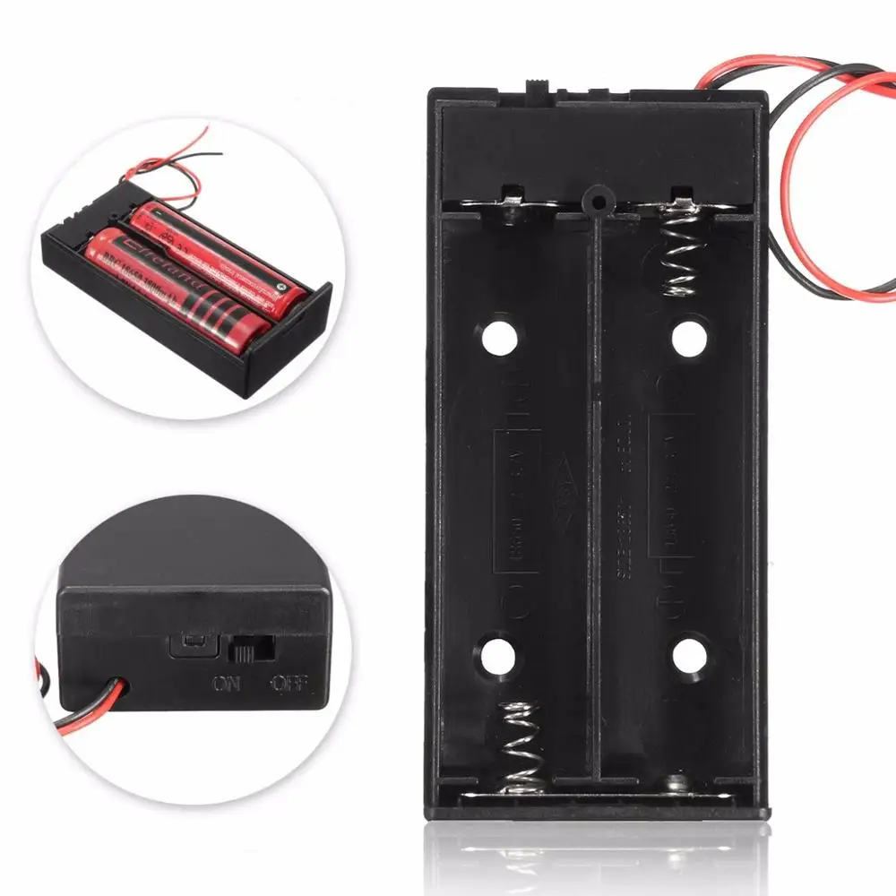 Universale Nero Della Batteria di Caso di Immagazzinaggio 3.7V 2x18650 Batterie Holder Box Container Con Interruttore ON/OFF