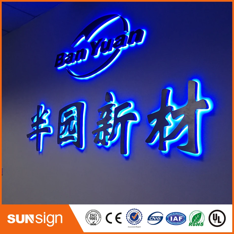 China Fabrikant Oem Custom Backlit Led Metalen Kanaal Letters Teken, Backlit Rvs Doosletters