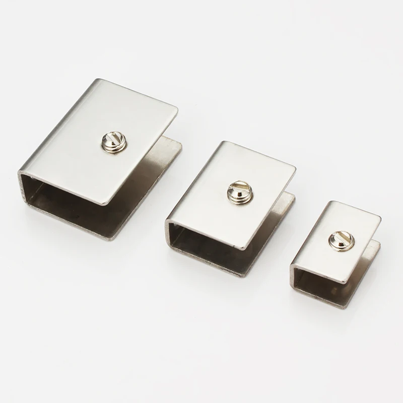 Imagen 5: Abrazaderas B802S para tablero de vidrio de 6 a 8mm, Clips de soporte de estantes de vidrio de acero inoxidable con forma Rectangular, 2 unids/lote