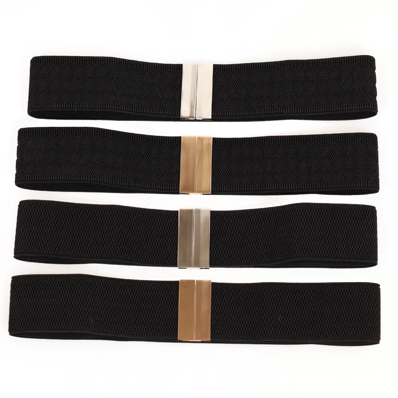 New Design Waistband Elastic Cummerbunds for Women Hot Black Red Wide Cummerbund Dress Decorate Coat Gold Buckle Rectangle Girls