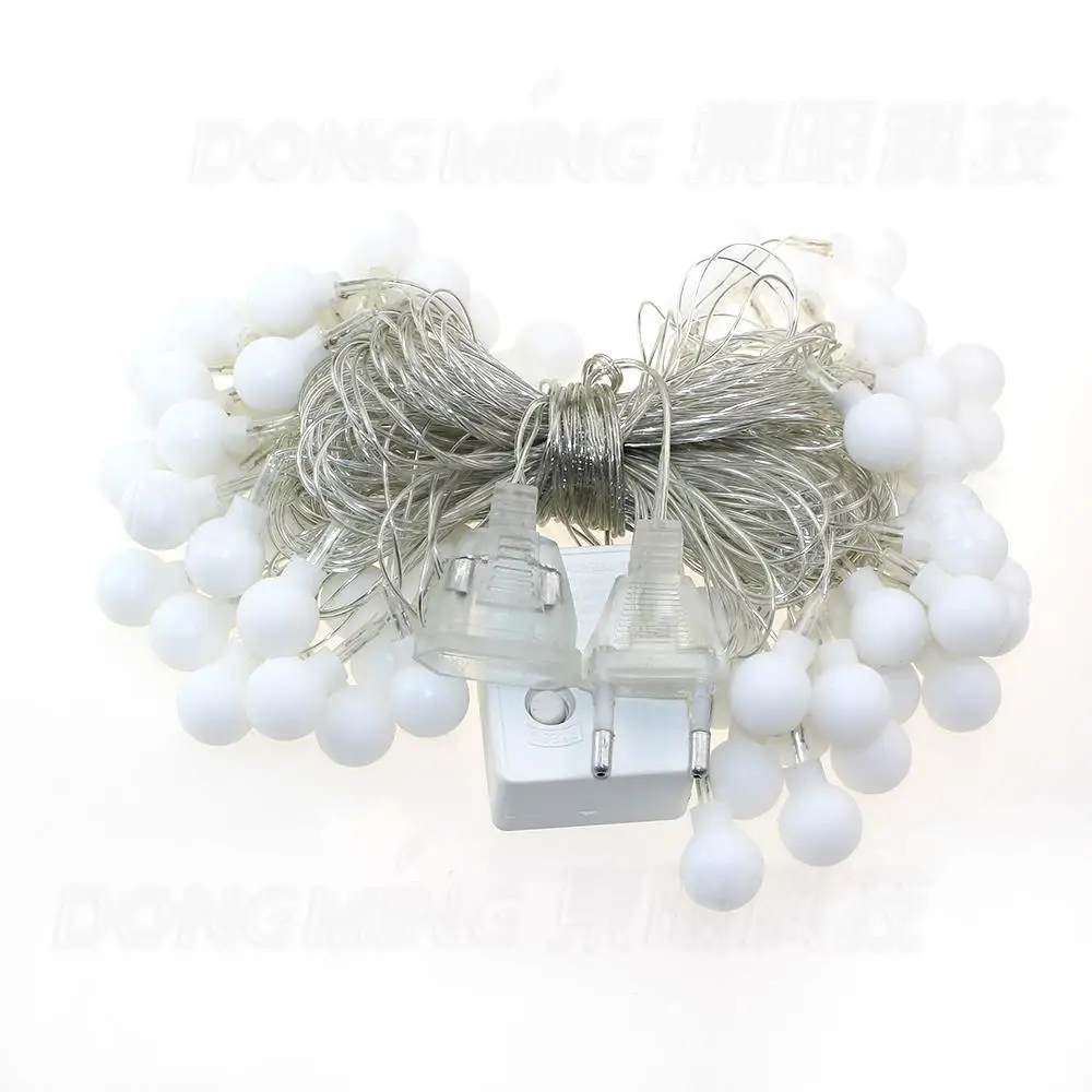 

10m Novelty Outdoor lighting 2cm big size LED Ball string Christmas Lights with end plug wedding garden pendant garland 220V