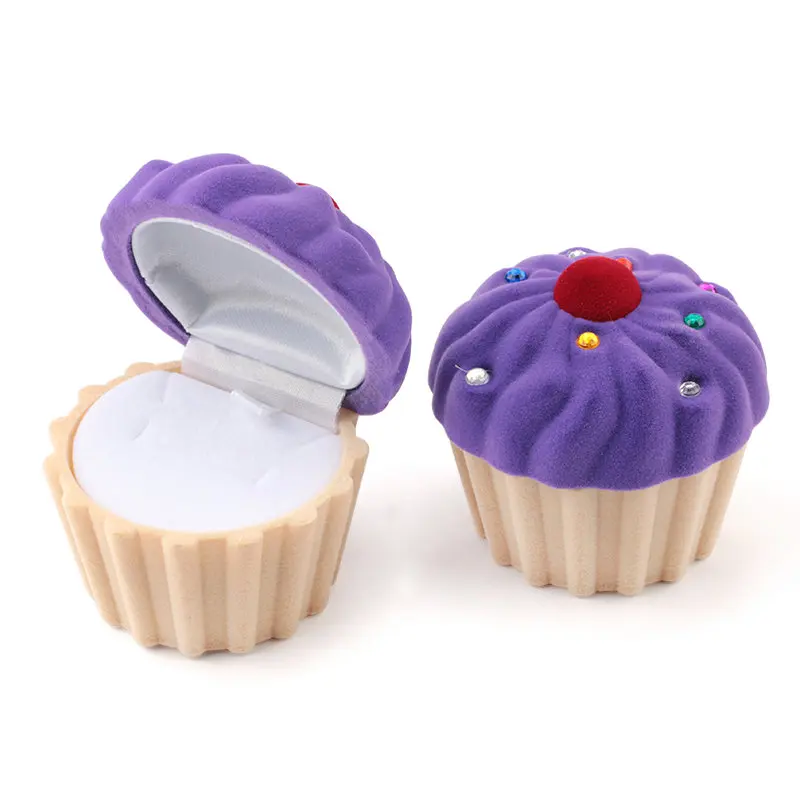 1 piece lovely Velvet jewelry box wedding ring box cake gift box Necklace Ring Case Earring Holder for jewelry display 2 colors