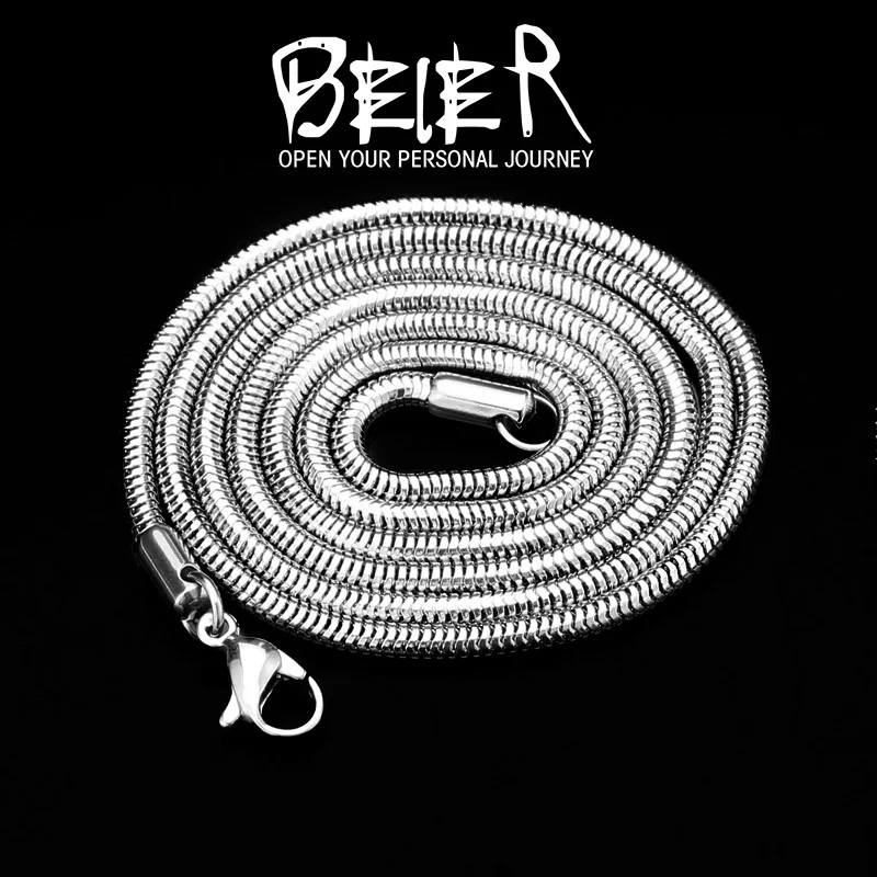 BEIER 2.5MM 3MM 4MM Beier Casual Silver color Stainless Steel Snake Bone Chains Necklaces Fashion Men Jewelry BN1004