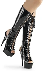 Matte black painted high boots,15 cm high heels, fish mouth pole dancing, dancing shoes