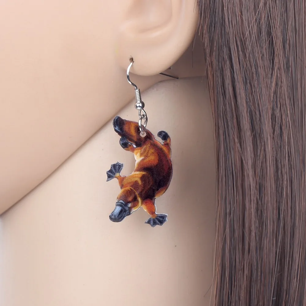 Bonsny Acrylic Australian Platypus Duckbill Duckmole Earrings Drop Dangle Unique Animal Jewelry For Women Girls Souvenir Gift view 4
