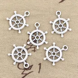 30pcs Charms Ships Wheel Helm Rudder 20x15mm Antique Bronze Silver Color Plated Pendants Making DIY Handmade Tibetan Jewelry