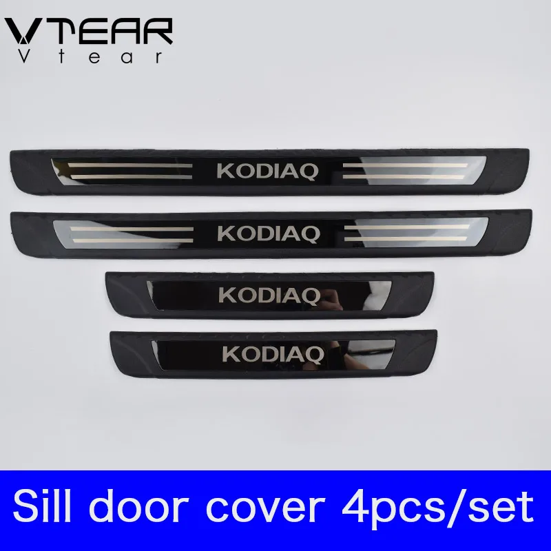 Vtear For Skoda Kodiaq Accessories Car Door Sill Cover Trim Anti-Scuff Plate Threshold Pedal Exterior Scuff Car-Styling 2021