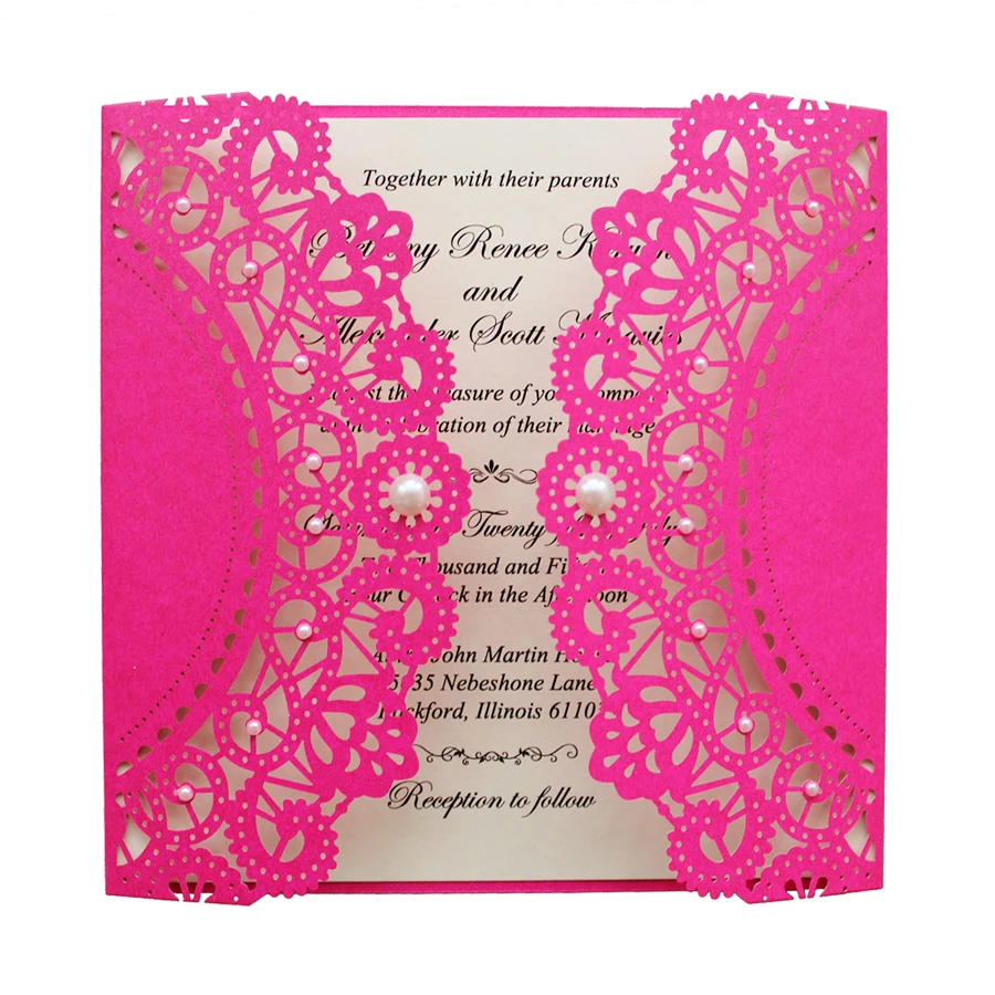 

Hot Pink Wedding Invitations Girls Birthday Invitation - Set of 50