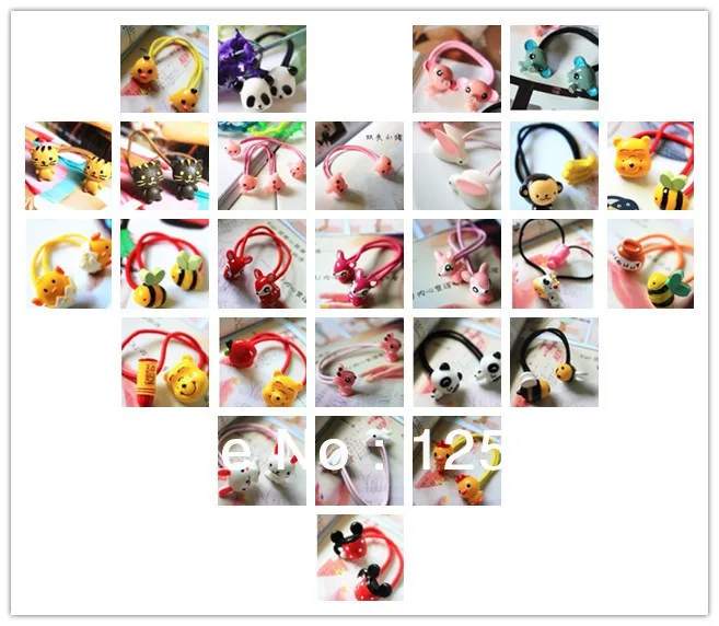 Free Shipping,2016 New MOQ=20pcs Girl Kids Tiny Hair Accessary,Animal Design,Hair Bands Elastic Ties Ponytail Holder