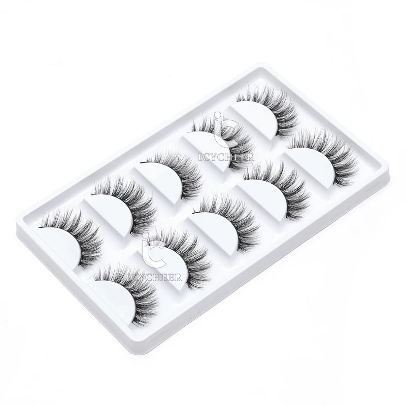 ICYCHEER Make-Up 5 Pairs Echt Nerz 3D Wimpern Falsche Wimpern 100% Sibirischen Nerz Natürliche Lange Starke Gefälschte Wimpern Handgemachte