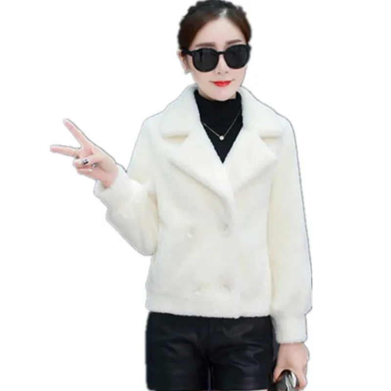 New women imitation Mink Cashmere jacket female short fashion lapel long sleeve jacket autumn winter chic warm Fur jacket A1030