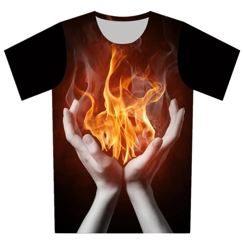 Summer Children Hip Hop T-Shirt Boys Girls Hand Fire Skull Eye Skeleton 3d Printed T Shirt Kids Pullover Tshirts Tops 4-20Y