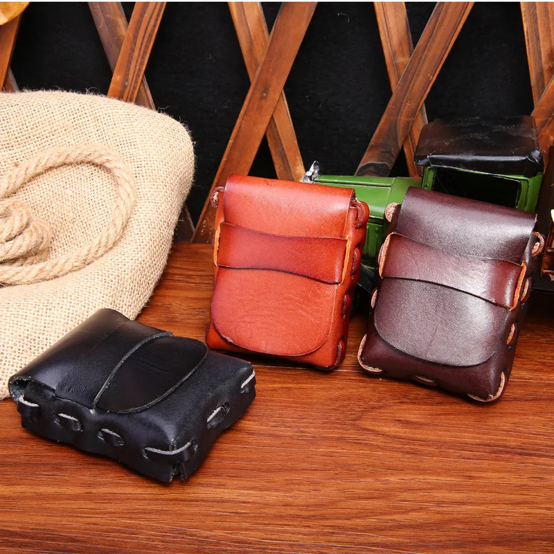 JOYIR 2023 Men\'s casual fashion waist packs Vintage Genuine leather cigarette case box case Gift packet to wear a belt K010