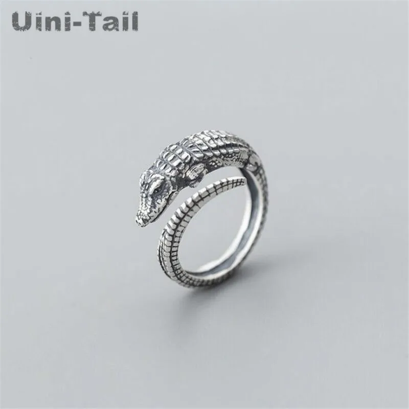 Uini-Tail new listing 925 Tibetan silver retro small crocodile opening ring European and American fashion trend high quality