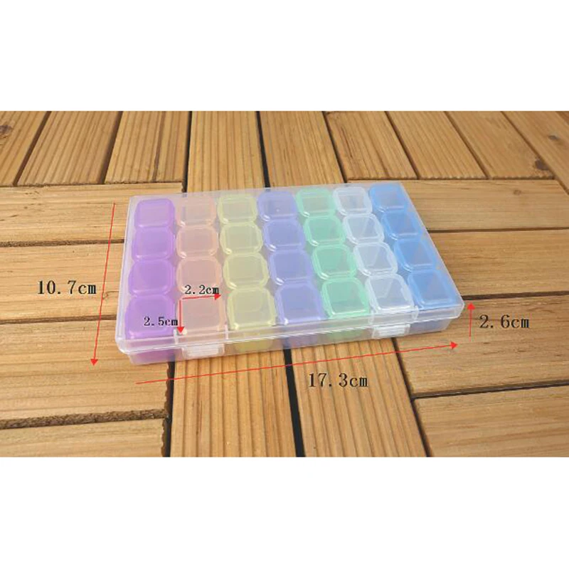 2pcs/set 28 Slots diamond painting Box Accessories Clear plastic Beads Display Storage Boxes diamond Embroidery tools Accessory