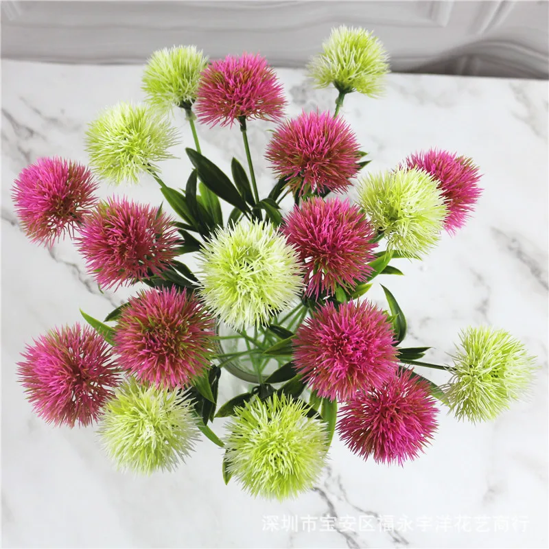 1PC Green Dandelion Artificial Flowers Real Touch 25cm Plastic Fake Flowers Plants For Home Room Decor Party Wedding Decoration